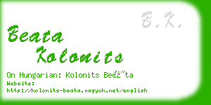 beata kolonits business card